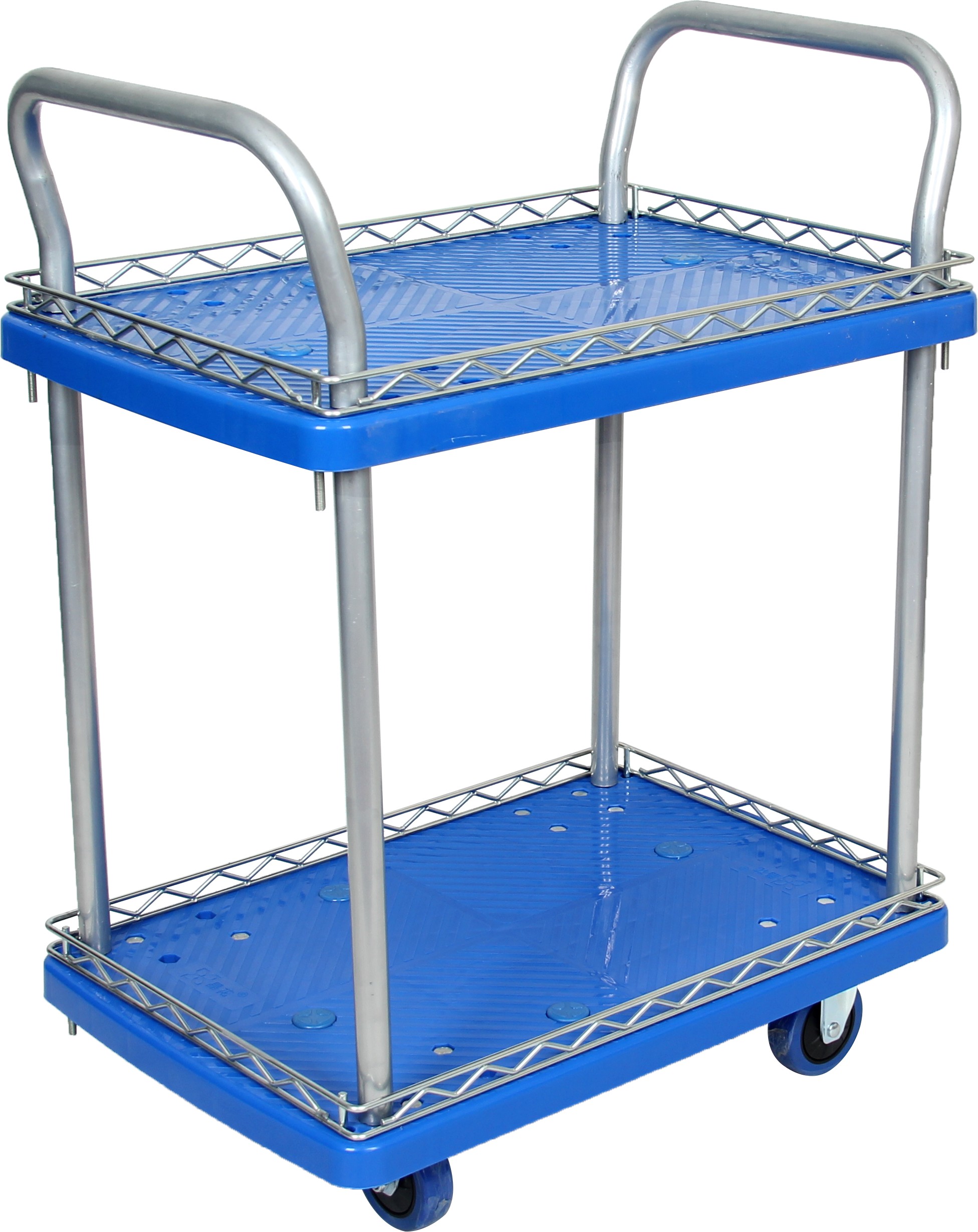 24 Inch Double Tier with Fence Silent Service Cart