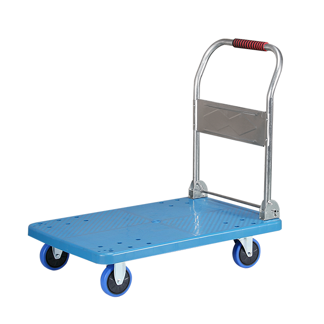 24" Blue color Double-steel flatbed hand trolley for warehouse/logistic/home and industry use