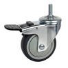3" Rigid/Swivel/with Brake Single Bearing TPR Caster Wheel, Medium Duty, Multi-Surface Compatibility