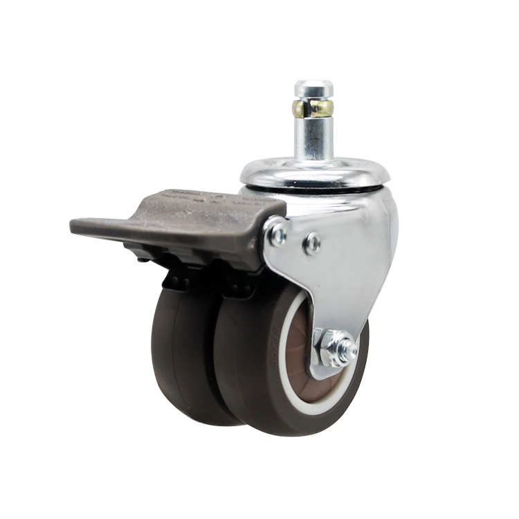 1.5" Twins Wheels Bearings Chrome TPR Fixed Caster 