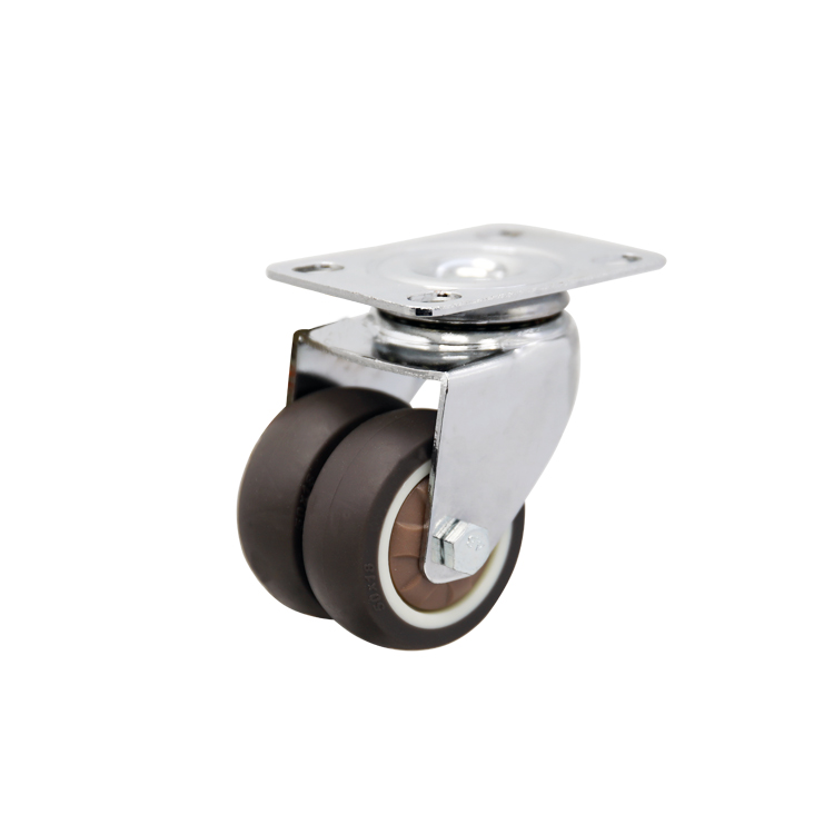 1.5" Twins Wheels Bearings Chrome TPR Fixed Caster 