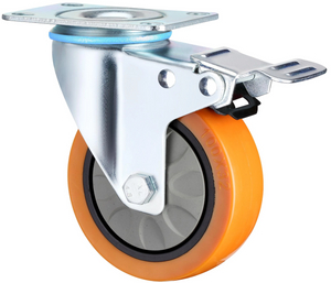Waterproof With Brake Medium Duty Industrial Caster Wheels, 3", 4", 5" with PU Bearings