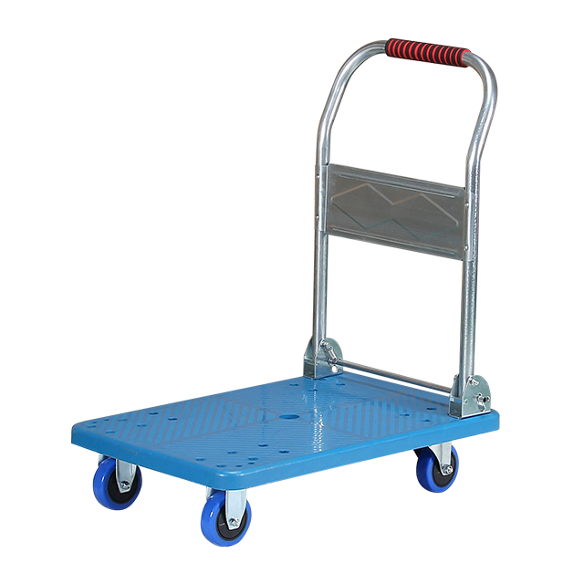 24" Blue color Double-steel flatbed hand trolley for warehouse/logistic/home and industry use