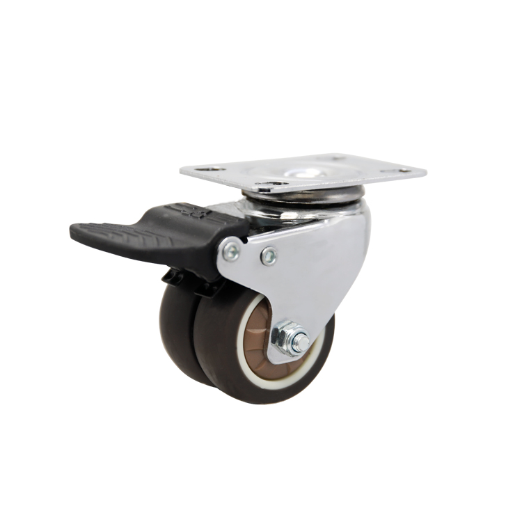 1.5" Twins Wheels Bearings Chrome TPR Fixed Caster 