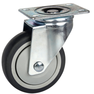 3" Rigid/Swivel/with Brake Single Bearing TPR Caster Wheel, Medium Duty, Multi-Surface Compatibility