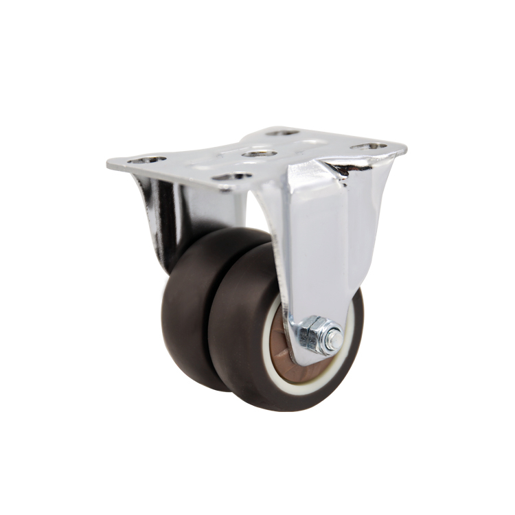 1.5" Twins Wheels Bearings Chrome TPR Fixed Caster 