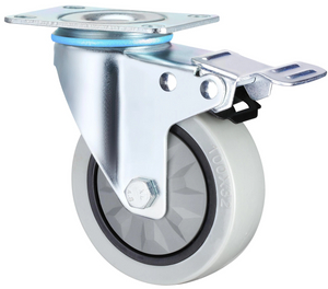 Waterproof Plate with Brake Medium Duty Industrial Caster Wheels, 3", 4", 5" with PP Signle Bearing