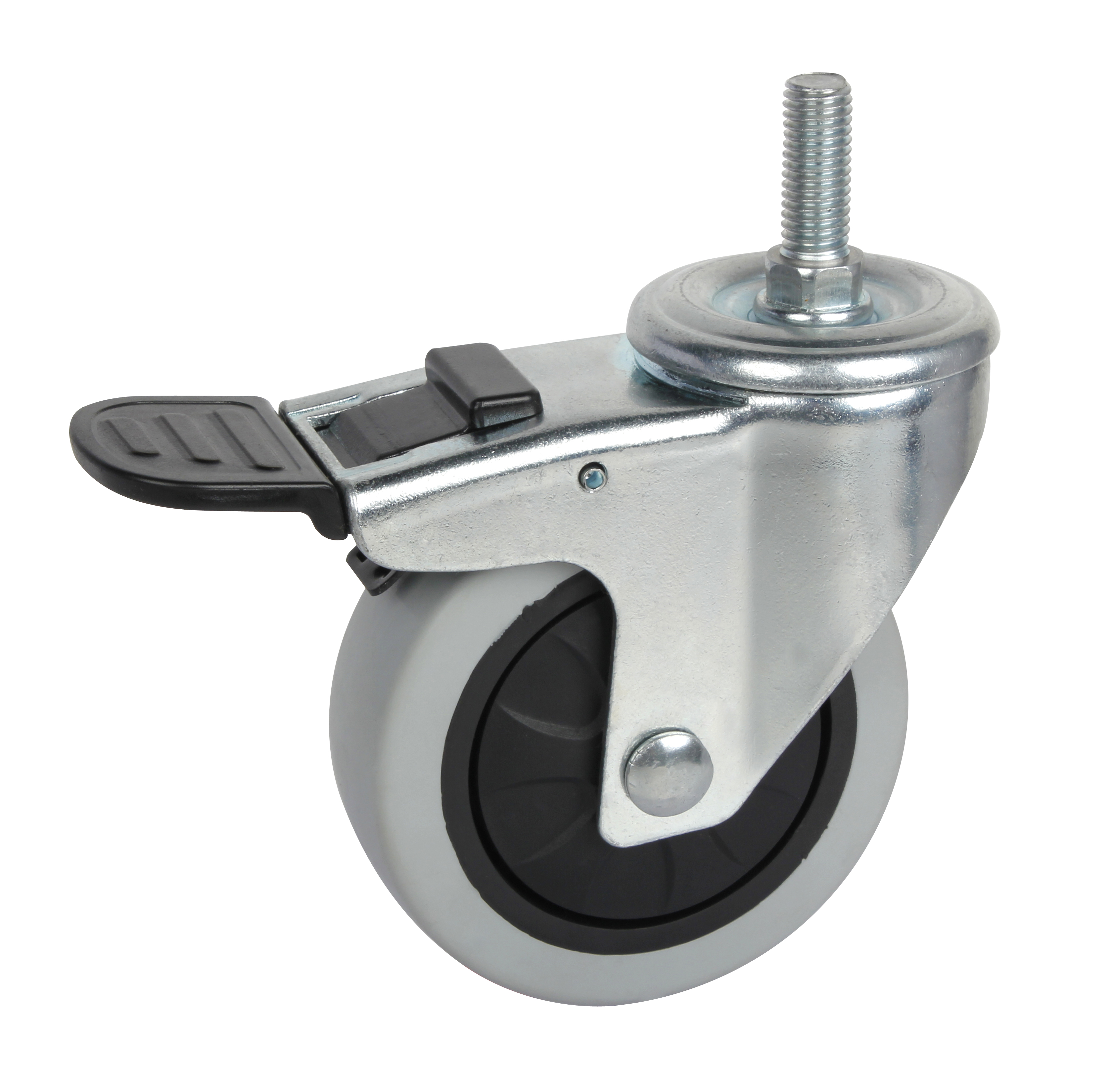 3" Rigid/Swivel/with brake Smooth Glide PP Caster Wheel, Medium Duty, Multi-Surface Compatibility