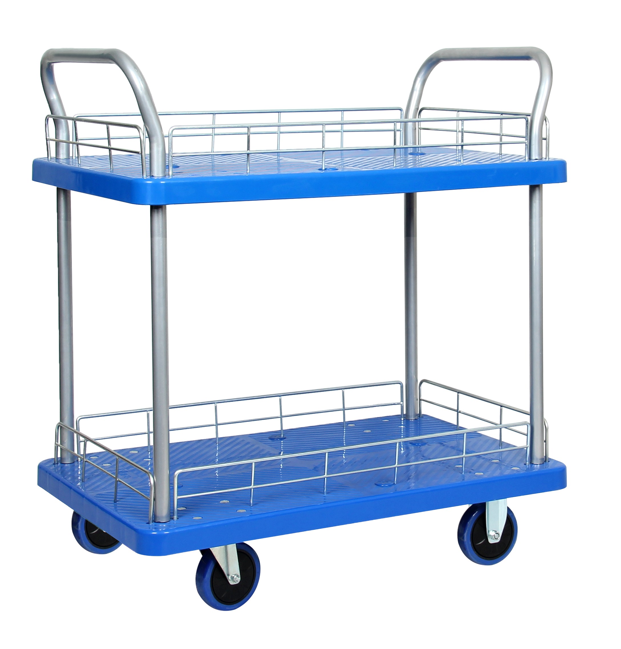 24 Inch Double Tier with Fence Silent Service Cart