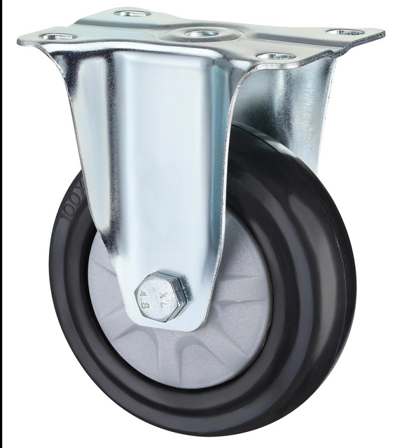 Waterproof Fix Medium Duty Industrial Caster Wheels, 3", 4", 5" with Elastic Rubber Signle Bearing