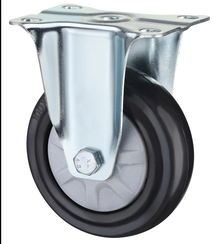 Waterproof Fix Medium Duty Industrial Caster Wheels, 3", 4", 5" with Elastic Rubber Signle Bearing