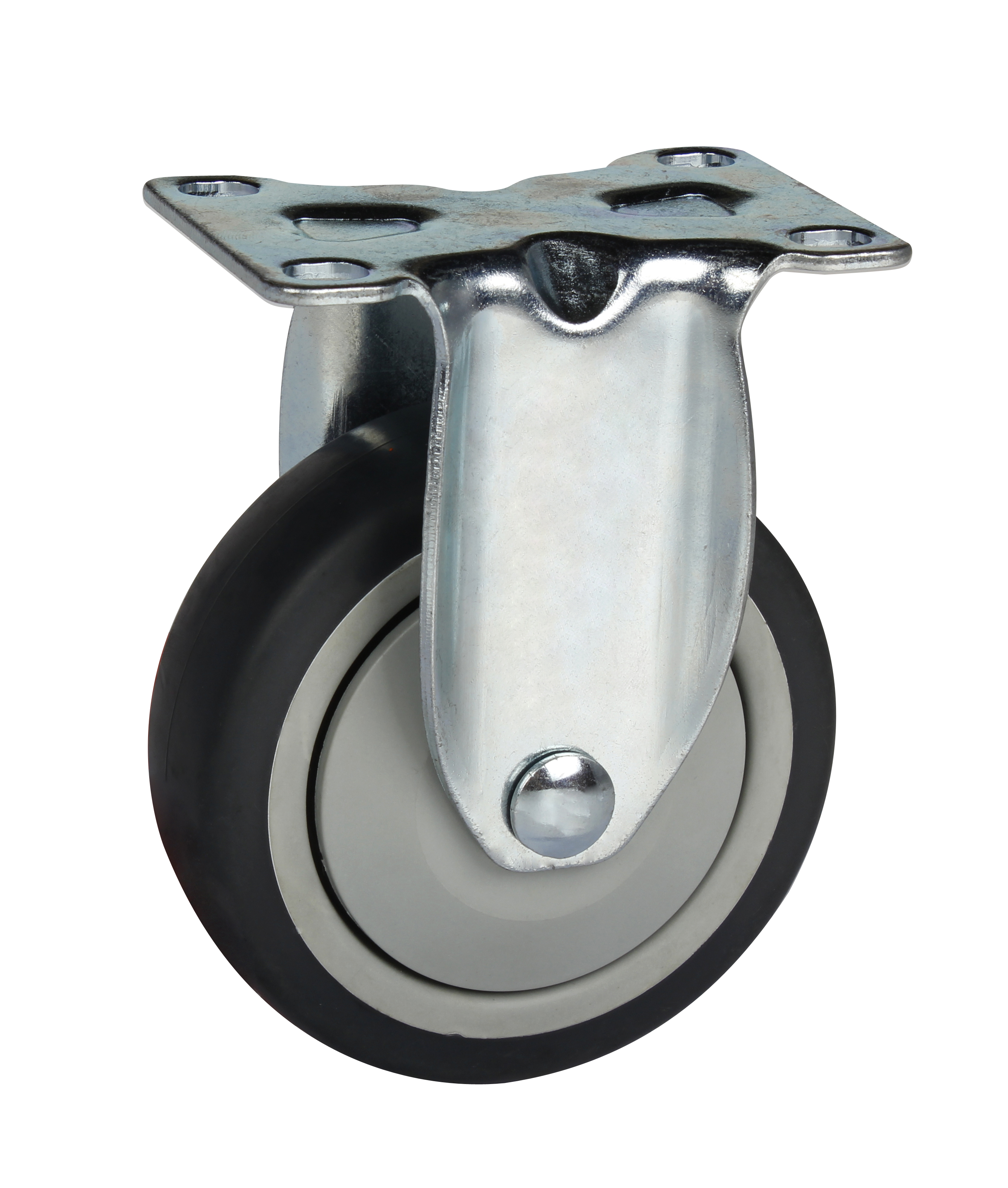 3" Rigid/Swivel/with Brake Single Bearing TPR Caster Wheel, Medium Duty, Multi-Surface Compatibility