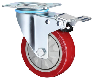Waterproof Plate with brake Medium Duty Industrial Caster Wheels, 3", 4", 5" with PVC Bearings