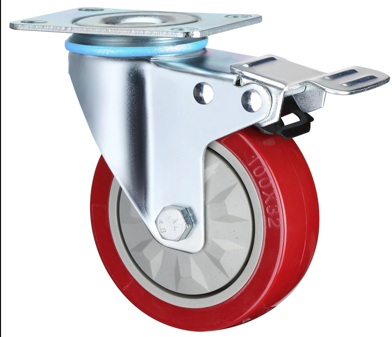 Waterproof Plate with brake Medium Duty Industrial Caster Wheels, 3", 4", 5" with PVC Bearings