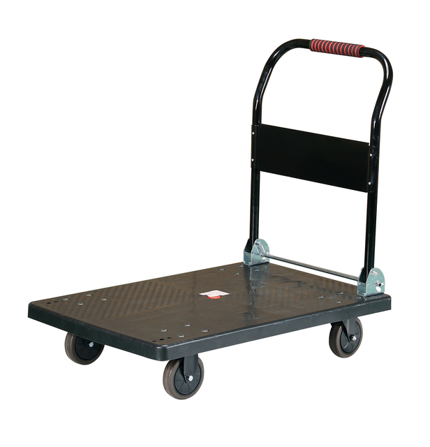 19-Inch Black Ultra-Quiet Heavy-Duty Flatbed Hand Trolley for Warehouse & Home Use