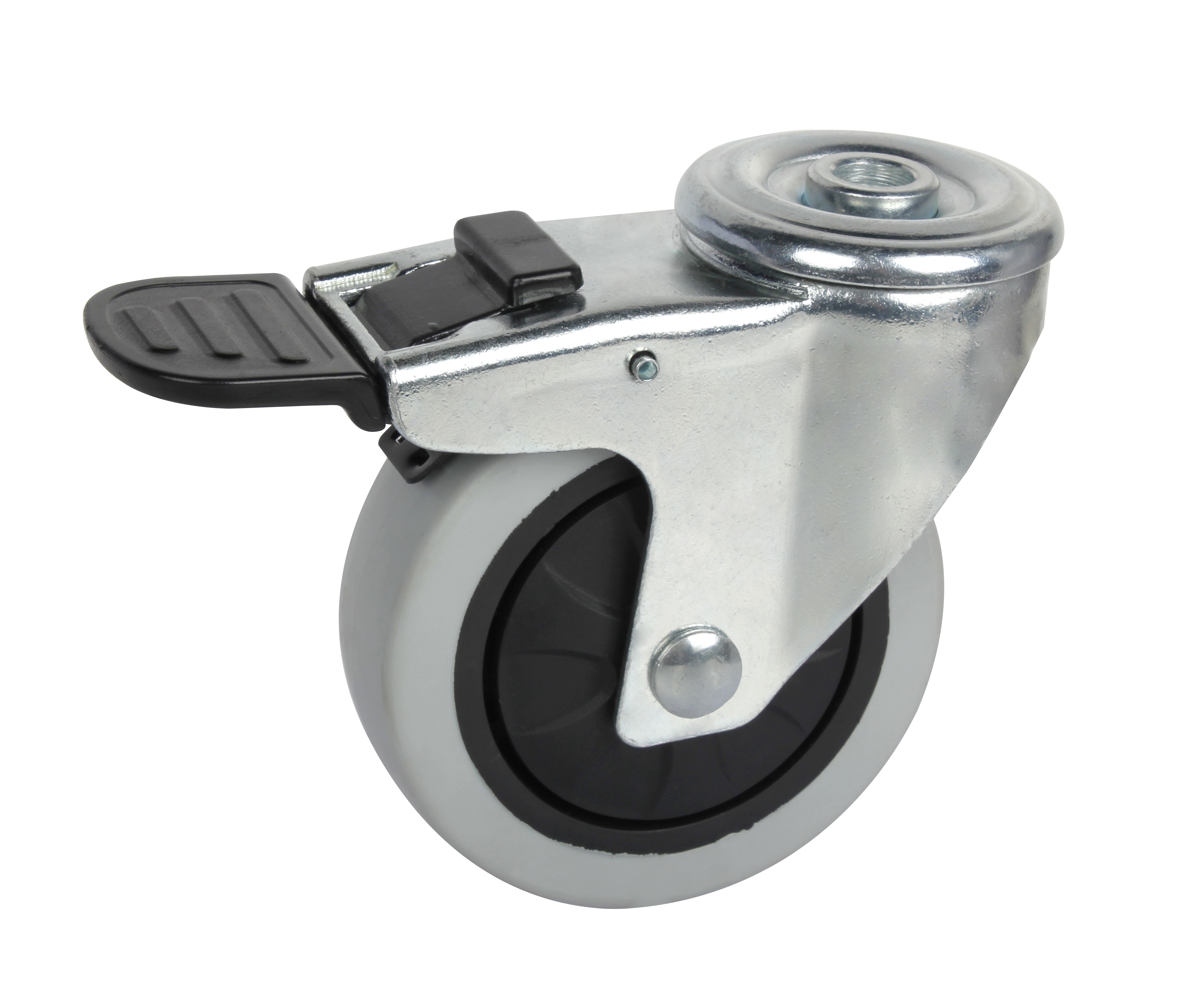 3" Rigid/Swivel/with brake Smooth Glide PP Caster Wheel, Medium Duty, Multi-Surface Compatibility