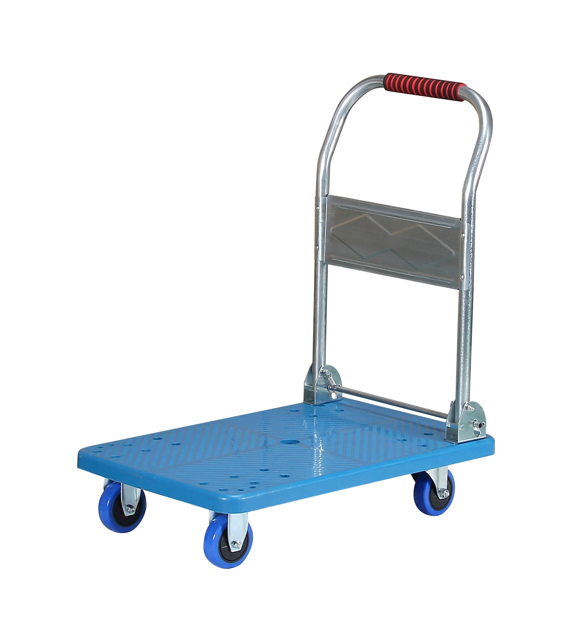 24" Blue color Double-steel flatbed hand trolley for warehouse/logistic/home and industry use