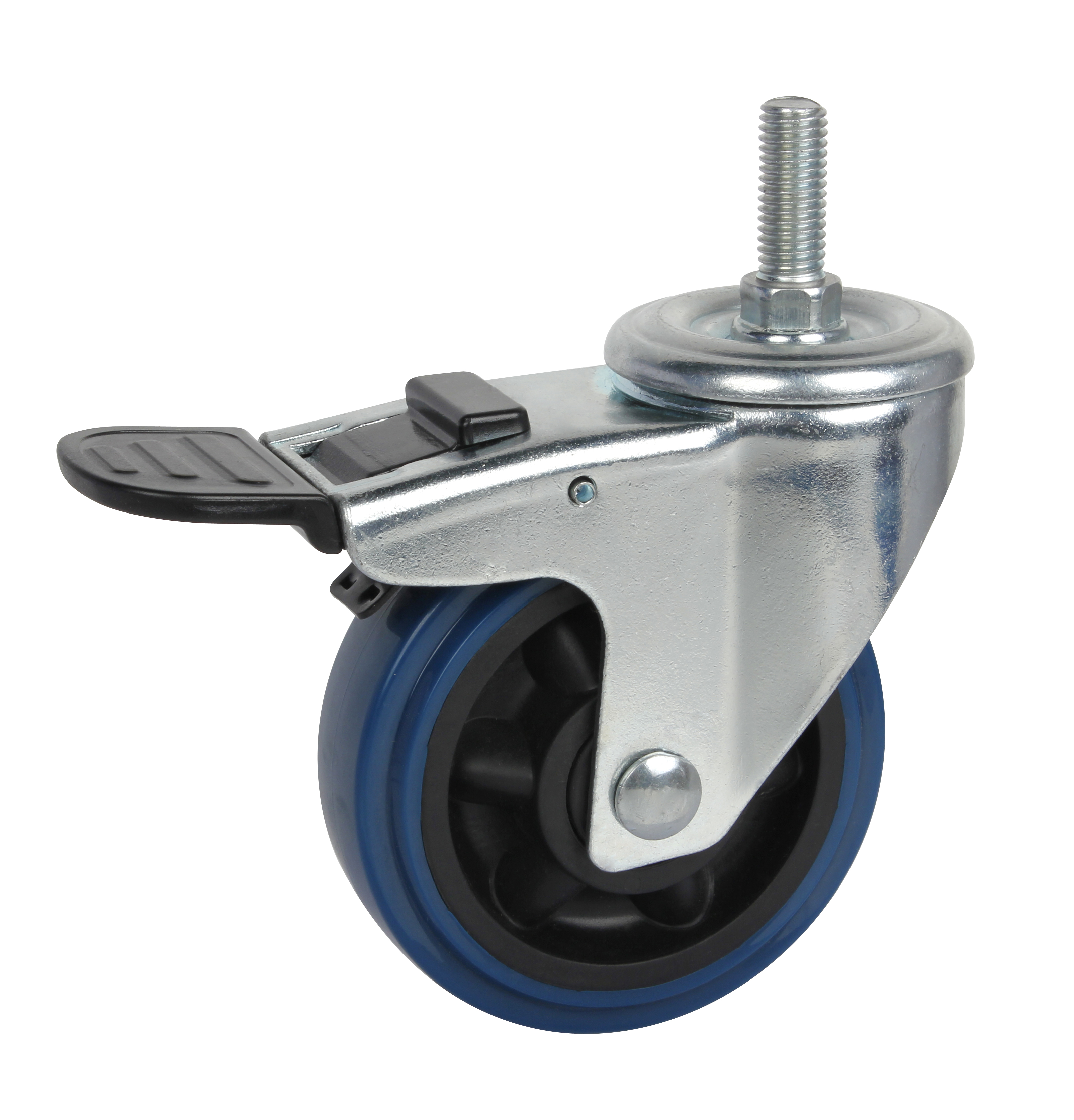 3" Rigid/Swivel/with Brake Double Bearings TPR Caster Wheel, Medium Duty, Multi-Surface Compatibility