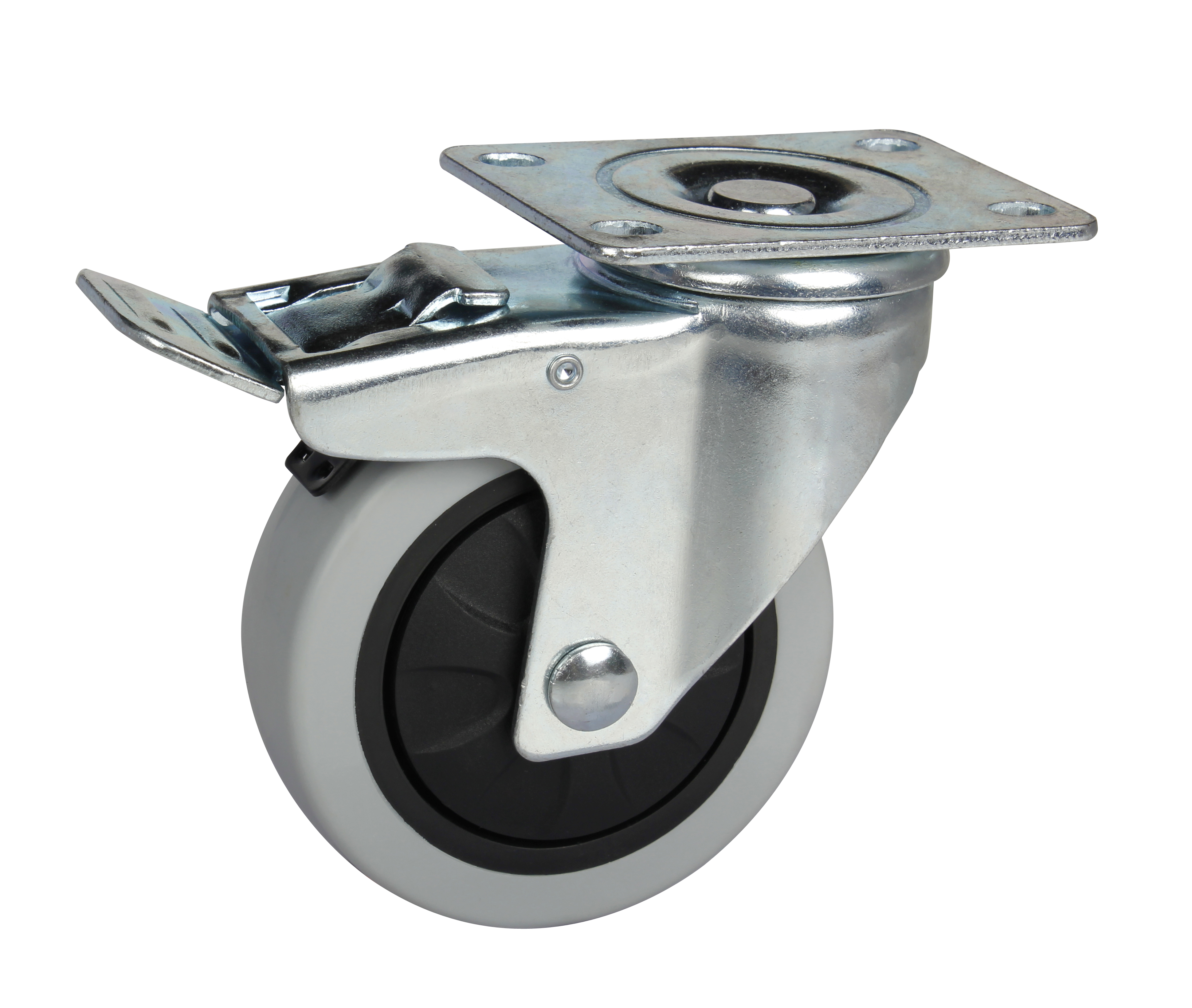 3" Rigid/Swivel/with brake Smooth Glide PP Caster Wheel, Medium Duty, Multi-Surface Compatibility