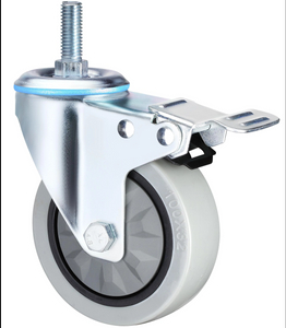 Waterproof Thread Stem with brake Medium Duty Industrial Caster Wheels, 3", 4", 5" with PP Signle Bearing